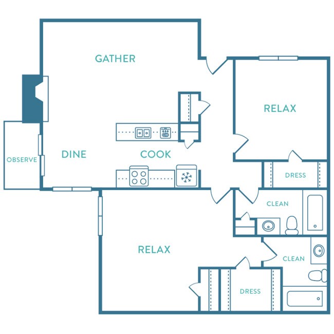 2 Bed 2 Bath B 185 floor plan